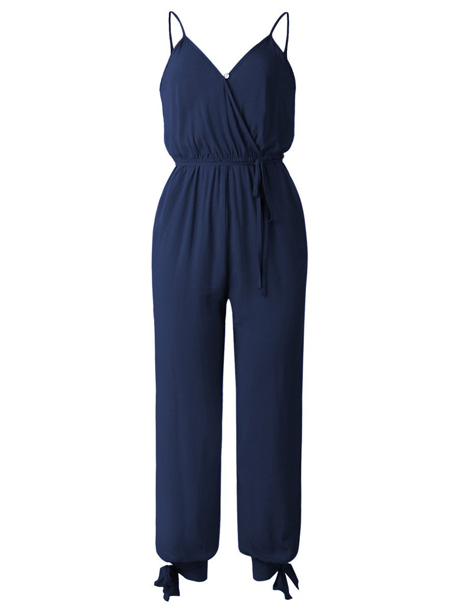Spaghetti Strap Floral Print Jumpsuit Rompers