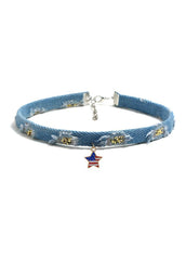 Flag Day Theme Denim Love Shape Necklace