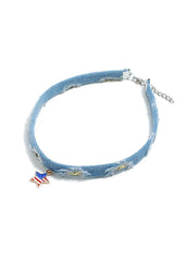 Flag Day Theme Denim Love Shape Necklace