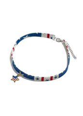 Flag Day Theme Denim Love Shape Necklace