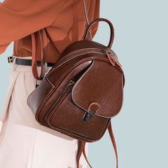 Women's Leather Wax Retro College Tide Backpacks