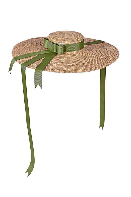 Flat Ribbon Straw Wide Brim Hat