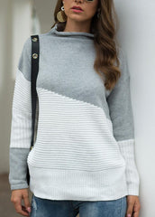 Long Sleeve Turtleneck Patchwork Sweater