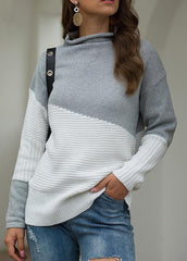 Long Sleeve Turtleneck Patchwork Sweater