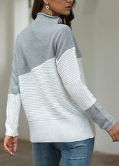 Long Sleeve Turtleneck Patchwork Sweater