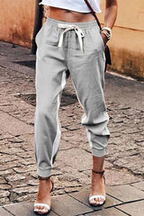 Casual Patchwork Drawstring Pants