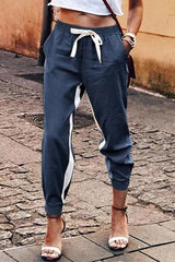 Casual Patchwork Drawstring Pants