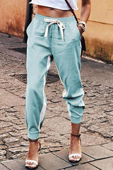 Casual Patchwork Drawstring Pants