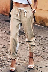 Casual Patchwork Drawstring Pants
