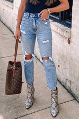 Broken Hole Straight-leg Jeans