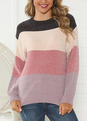 Long Sleeve Patchwork Casual Sweater