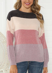 Long Sleeve Patchwork Casual Sweater