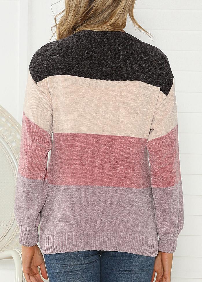Long Sleeve Patchwork Casual Sweater