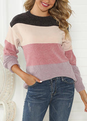 Long Sleeve Patchwork Casual Sweater