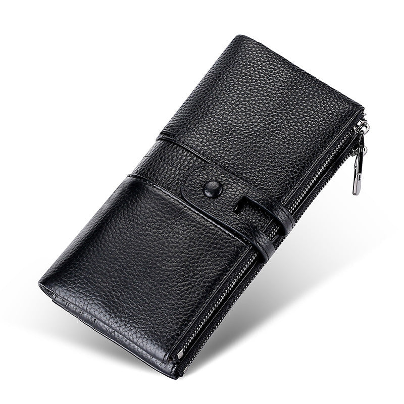 Women's Leather Long Zipper Retro Purse