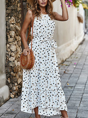 Women's Dresses Polka Dot Loose Printed Halter Neck Sleeveless Midi Dress