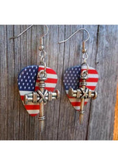 Flag Day Theme Printed Flag Star Metal Sword Multi-layer Earrings