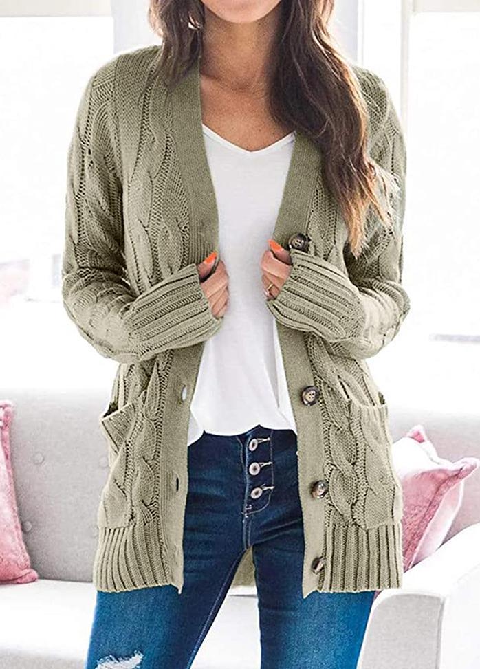 Casual Long Sleeve V Neck Cardigan