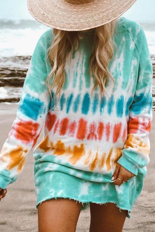 Tie Dye Long Sleeve Hoodie Dress