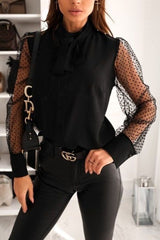 Fashion Street Solid Patchwork O Neck Tops
