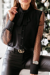 Fashion Street Solid Patchwork O Neck Tops