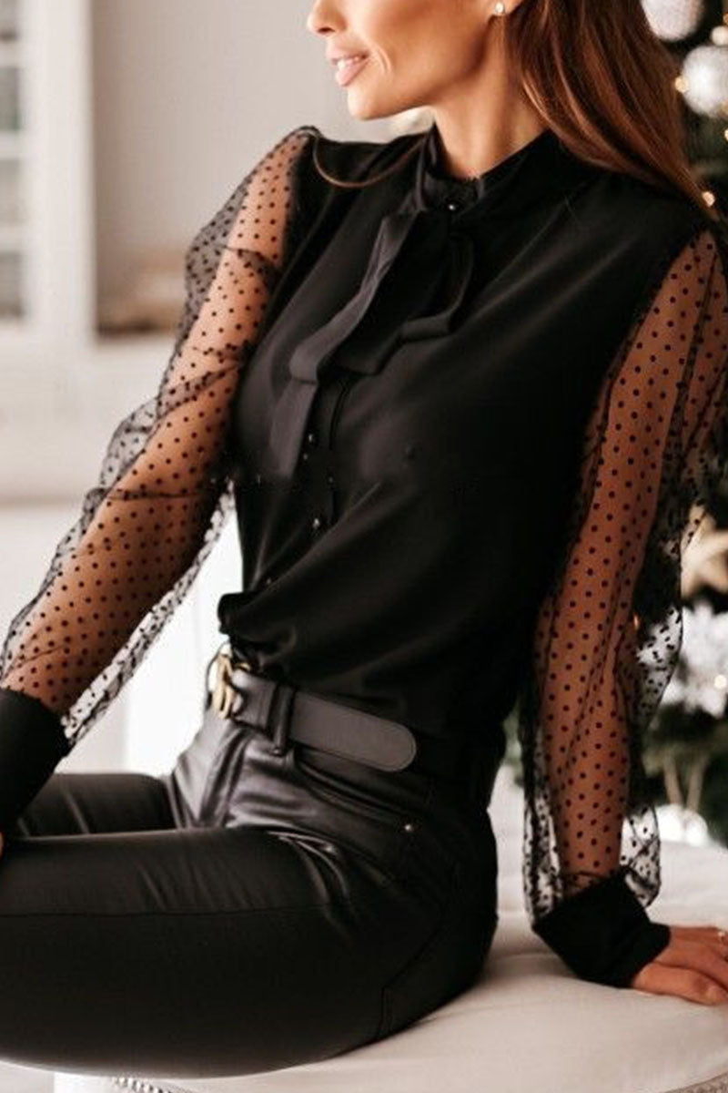 Fashion Street Solid Patchwork O Neck Tops