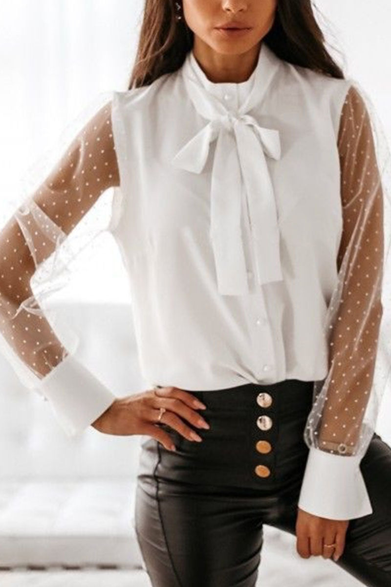 Fashion Street Solid Patchwork O Neck Tops