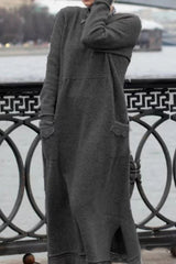 Fashion Street Solid Patchwork O Neck Irregular Dress Dresses