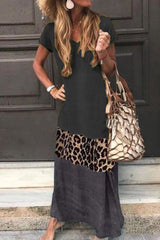 Fashion Sweet Print Patchwork V Neck Printed Dress Dresses