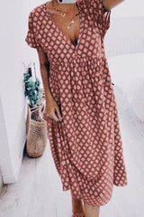 Fashion Street Print V Neck A Line Dresses