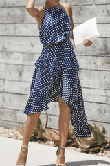 Fashion Street Dot Patchwork O Neck Irregular Dresses(3 Colors)