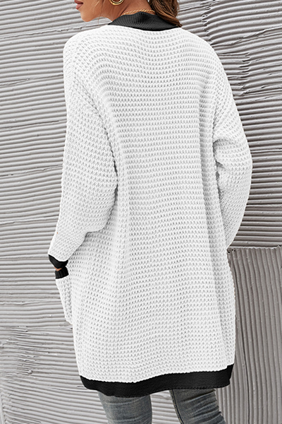 Casual Patchwork Pocket  Contrast V Neck Tops Without Belt