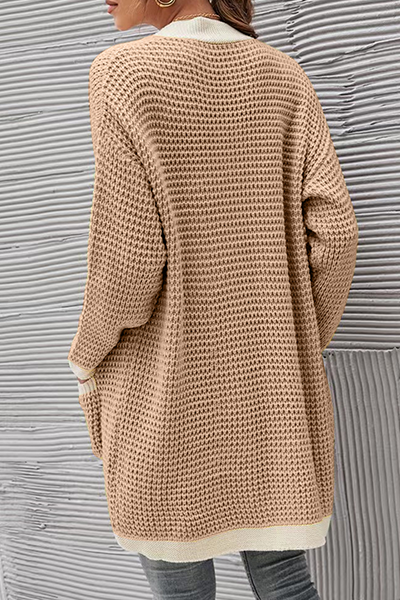 Casual Patchwork Pocket  Contrast V Neck Tops Without Belt
