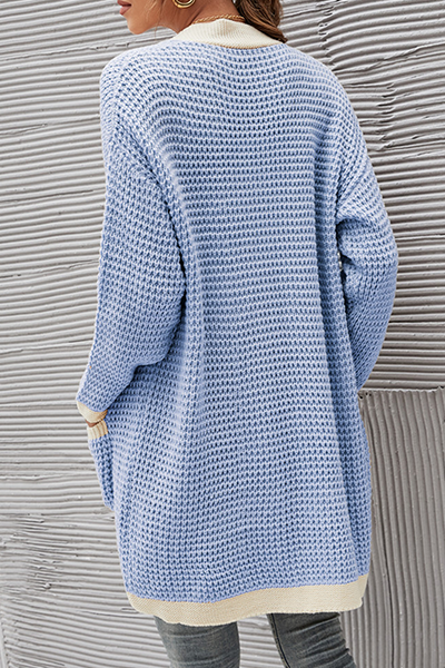 Casual Patchwork Pocket  Contrast V Neck Tops Without Belt