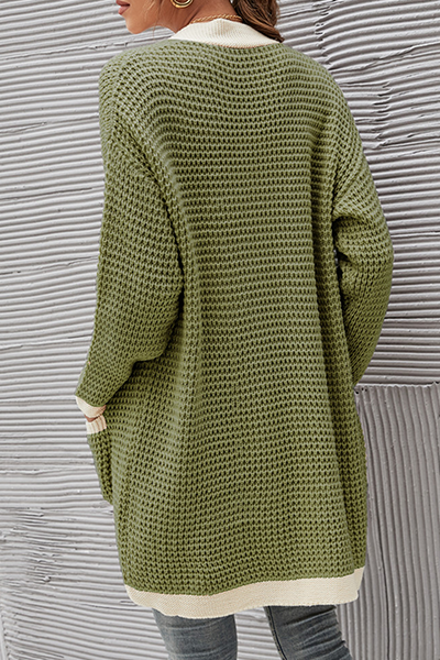Casual Patchwork Pocket  Contrast V Neck Tops Without Belt