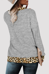 Casual Leopard Split Joint Basic V Neck Tops