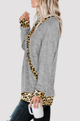 Casual Leopard Split Joint Basic V Neck Tops