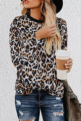 Casual Leopard Split Joint Tops