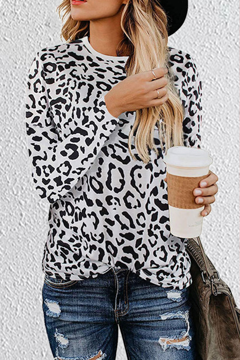 Casual Leopard Split Joint Tops
