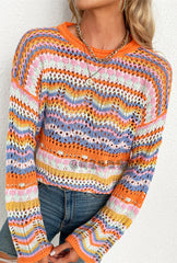 Fashion Striped Patchwork O Neck Sweaters(4 colors)