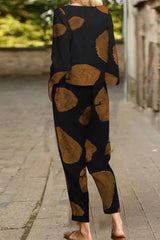 Casual Street Printing O Neck Long Sleeve Two Pieces(4 Colors)