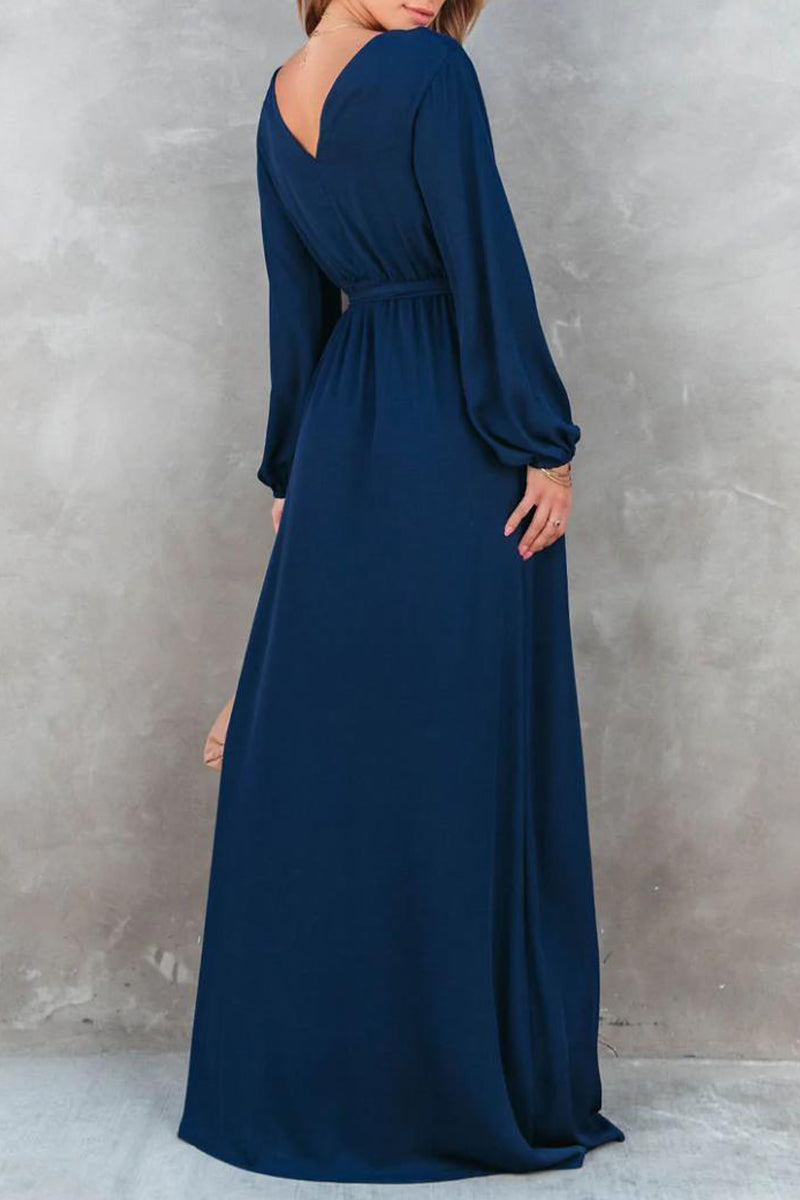 Elegant Solid Solid Color V Neck Dresses