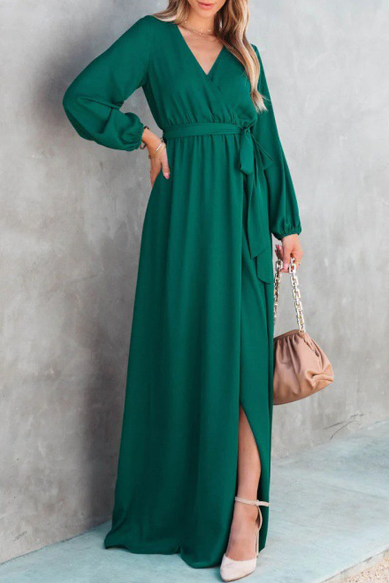 Elegant Solid Solid Color V Neck Dresses