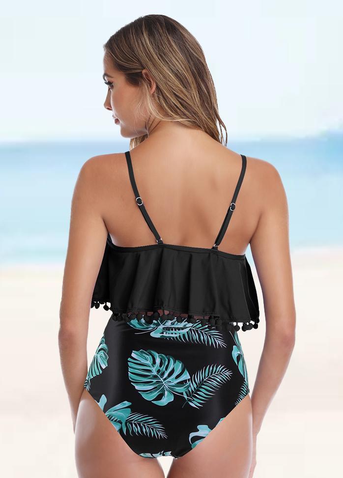 Flouncing Printed Bikini Set