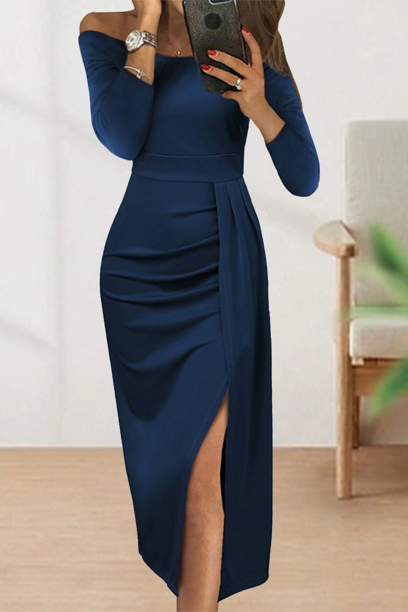 Celebrities Solid Solid Color Off the Shoulder Dresses