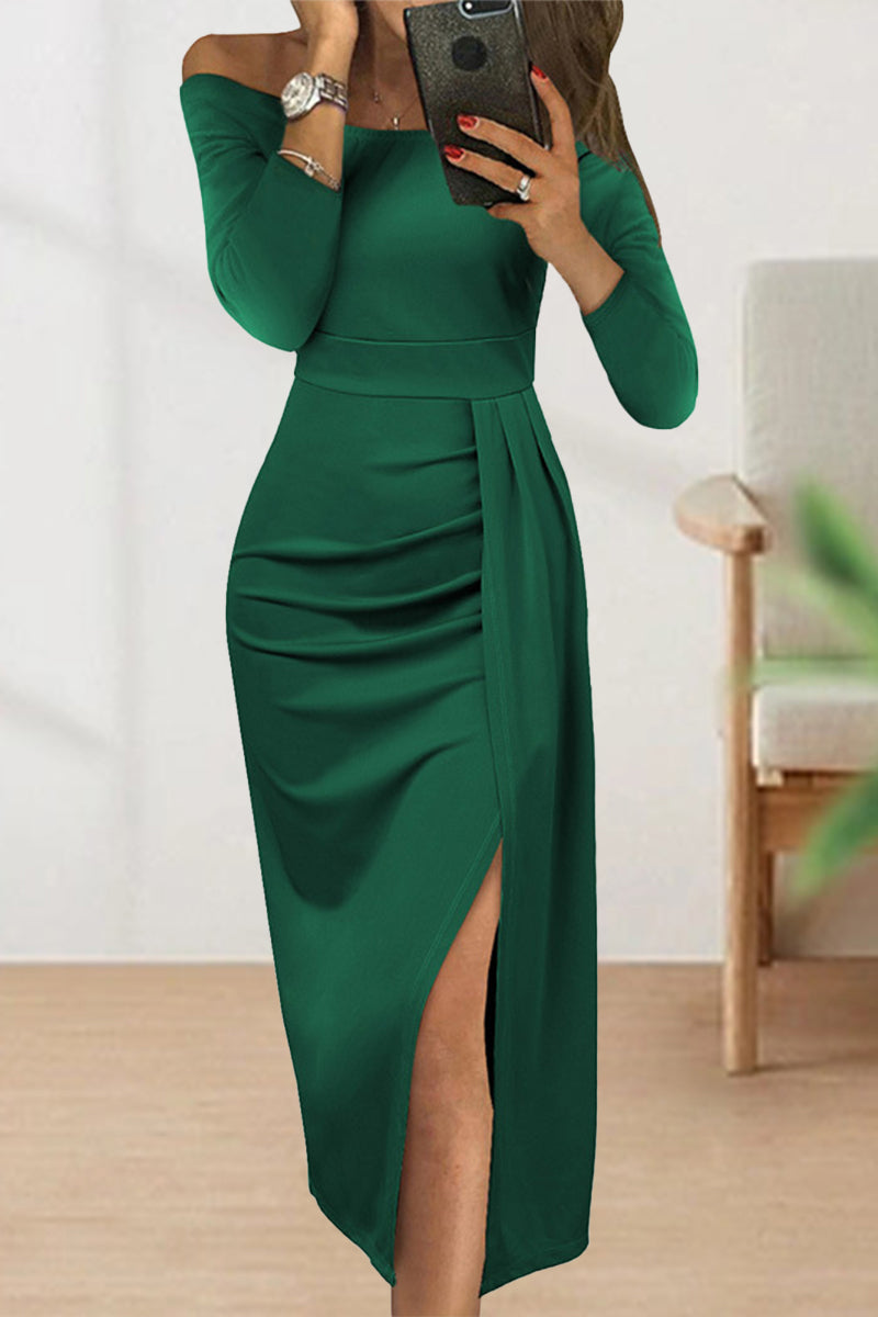 Celebrities Solid Solid Color Off the Shoulder Dresses