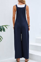 Casual Vacation Solid Buttons Square Collar Loose Jumpsuits