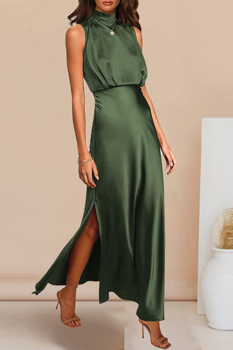 Celebrities Elegant Solid Solid Color Halter A Line Dresses(7 Colors)