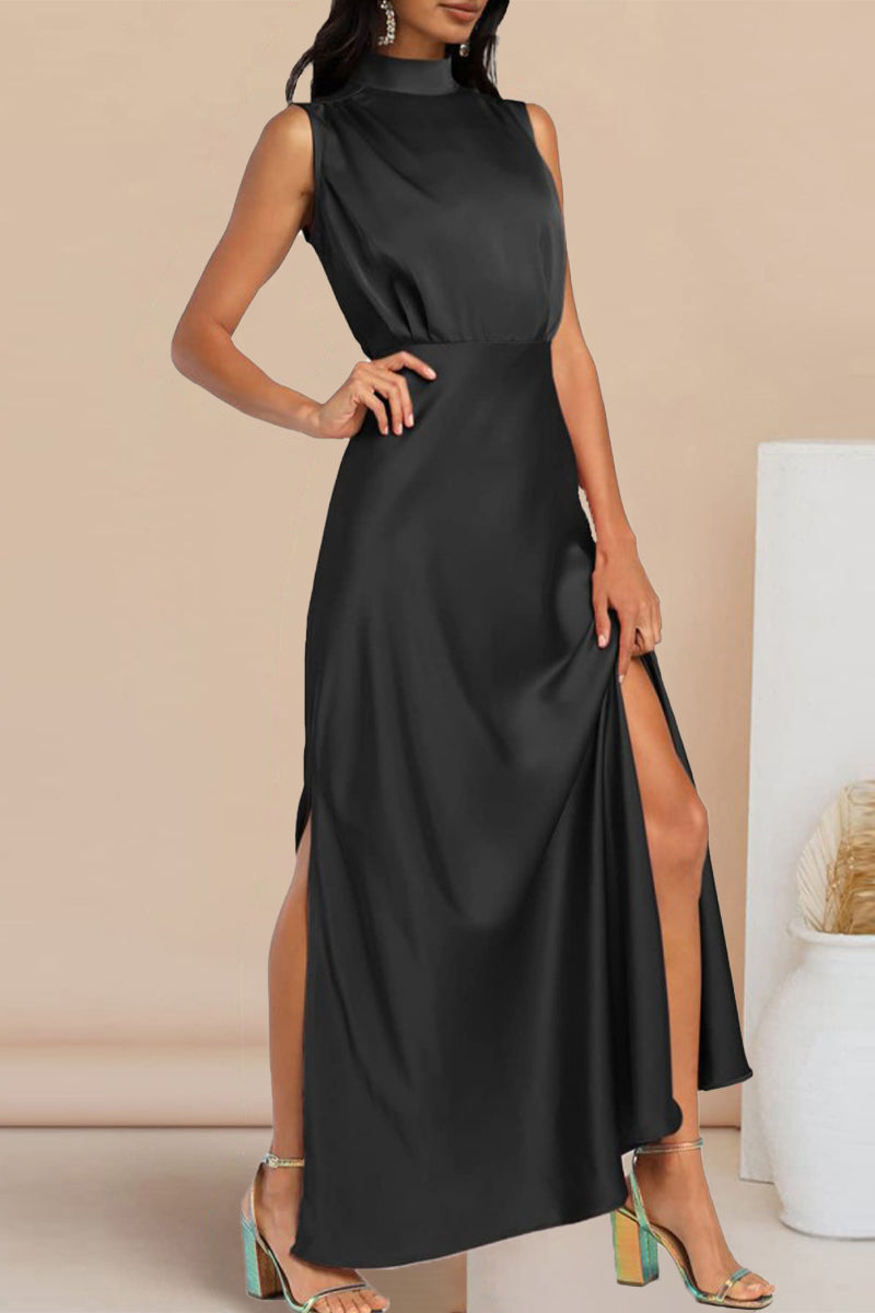 Celebrities Elegant Solid Solid Color Halter A Line Dresses(7 Colors)