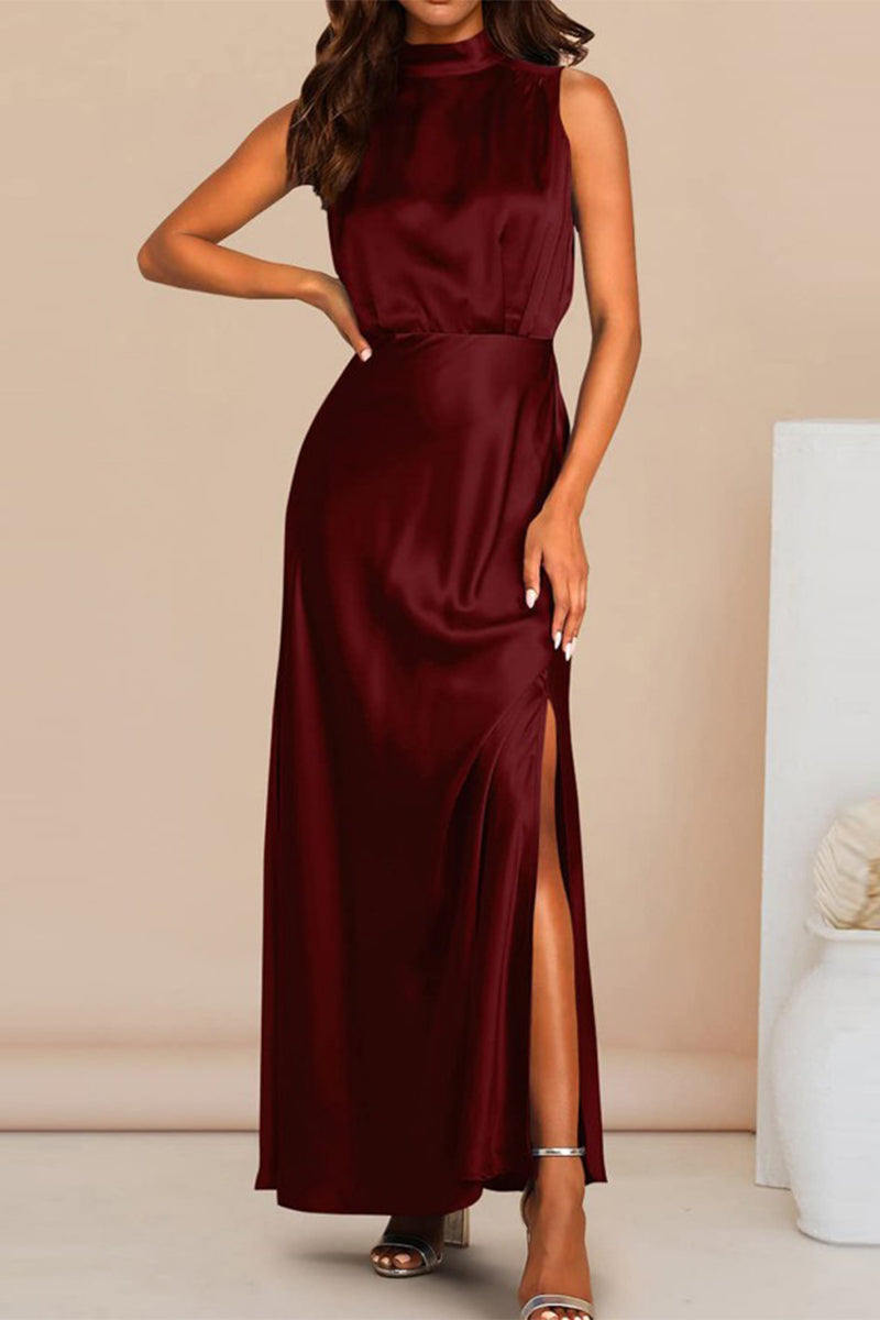 Celebrities Elegant Solid Solid Color Halter A Line Dresses(7 Colors)